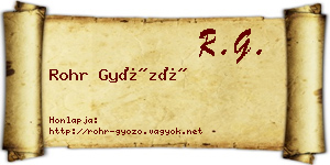Rohr Győző névjegykártya